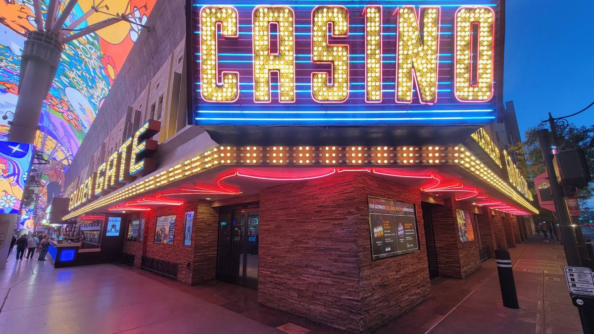 Golden Gate Hotel and Casino entrance on Fremont Street in downtown Las Vegas