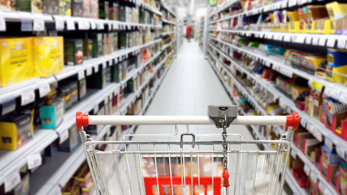 Grocery store with items highlighting food shortage