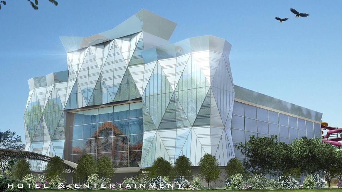 Concept rendering of a proposed tribal casino development with hotel and retail space.