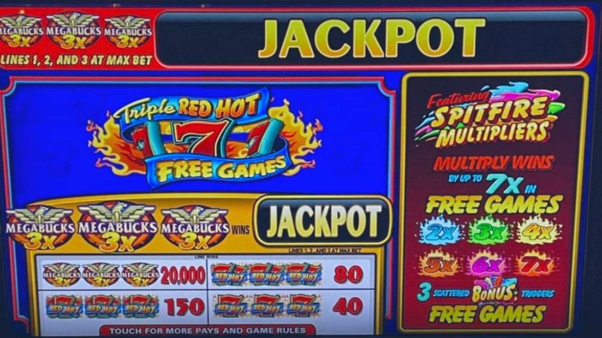 Close-up of Megabucks slot machine screen