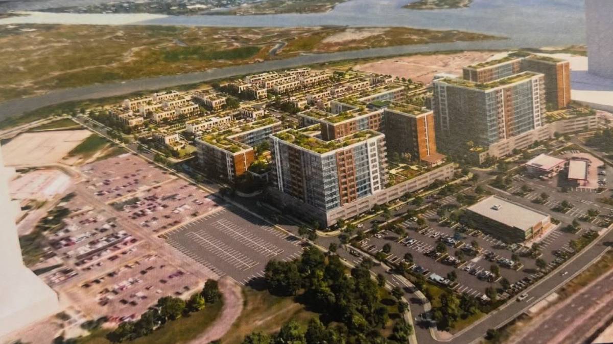 MGM Marina District redevelopment rendering showing mixed-use residential area