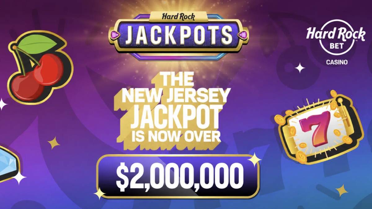 Hard Rock Bet Mega Jackpot meter showing over $2 million prize in New Jersey online casino