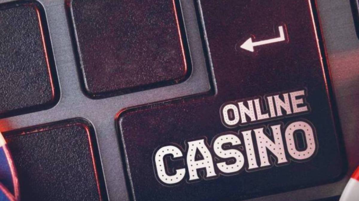 a laptop keyboard showing online casino games representing New York online casinos