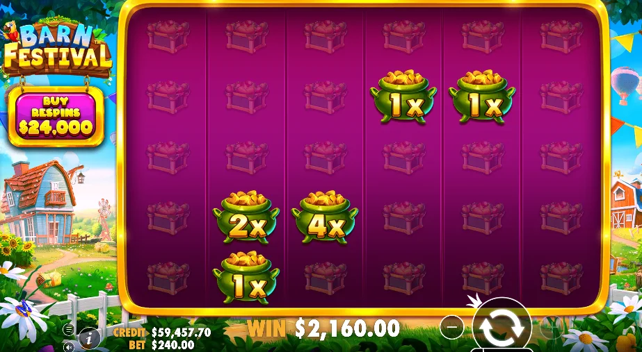 A look at the game play of the Barn Festival online slot