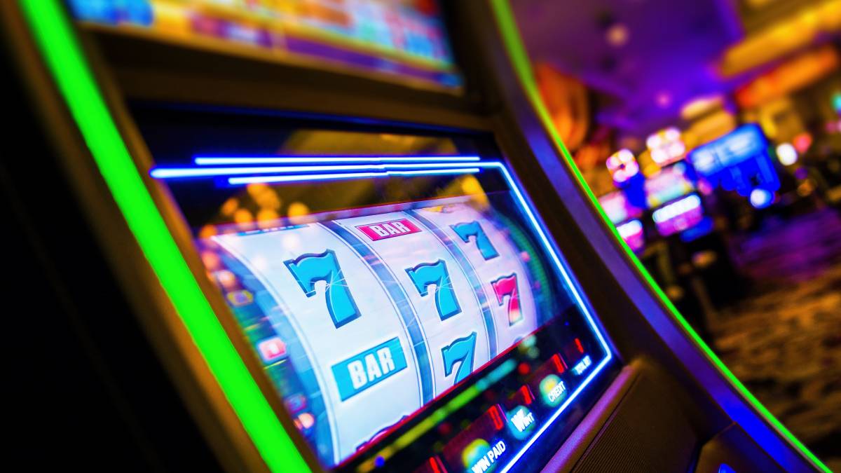 Rows of slot machines inside a Missouri casino, where slots generated $150.2 million in August revenue.