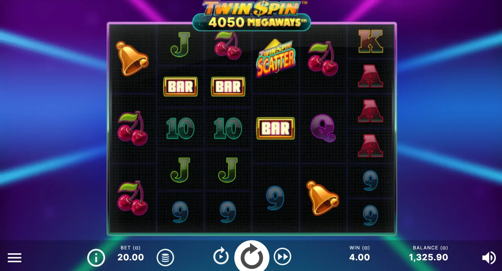 The TwinSpins Megaways slot interface
