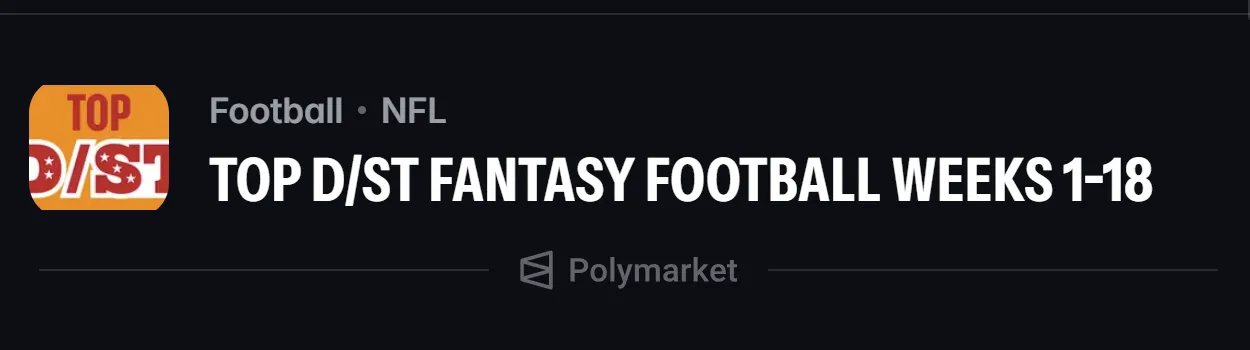 Polymarket Top D/ST Fantasy Football Week 1 - Week 18