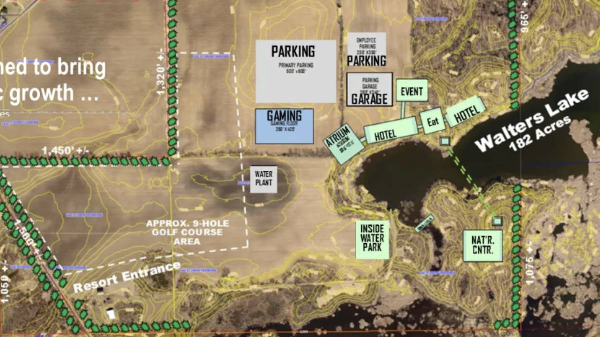 Pictured is one of the conceptual renderings of “Freedom Bay,” being promoted by Realtor/developer Mark Hansbarger as a casino-resort near Walters Lake, west of Fremont.