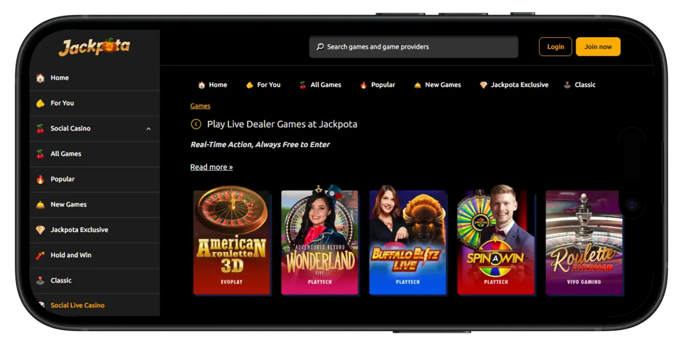 Jackpota Casino Live Dealer Games